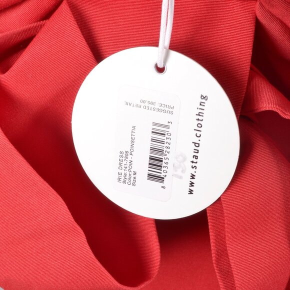 STAUD Irie V-Neck Bow Minidress Poinsettia Shocking Pink - Picture 4 of 4